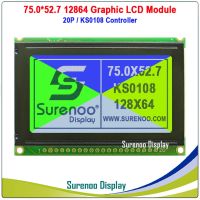 2.42 75.0X52.7MM 12864 128x64 Graphic Matrix LCD Module Display Screen LCM build-in KS0108 Controller 4 Colors for Selection