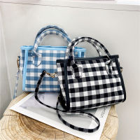 Fashion Black and White Checkerboard Canvas Tote Bag Small Shopping HandBag Casual Messenger Bag Female Pouch Autumn New