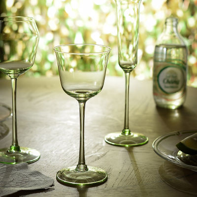 แก้วแก้วไวน์แดงคริสตัลดีไซน์เฉพาะกลุ่มแก้วแชมเปญสีเขียวผลไม้แก้วชิมแก้วทรงสูงปากกว้างแก้วค็อกเทล