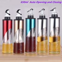 650ml Auto Oil bottle Dispenser Sauce Bottle Glass Storage oil Bottles condiment dispenser  soy sauce dispenser olive oil dispenser