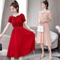 Dress Off-shoulder Short Sleeve Dresses Womens Summer New Large Size Mori French Midi Dress For Woman