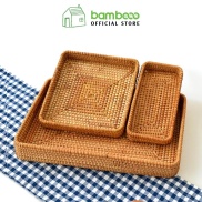 COLLECT VOUCHER 10% OFF -Bambooo eco bamboo rattan food tray for teapot