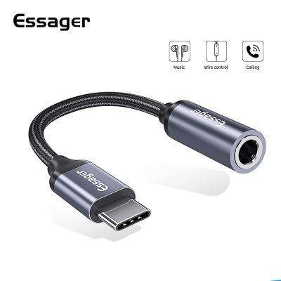Essager หัวอะแดปเตอร์ตัวเมีย USB Type-C ถึง3.5มม.,สำหรับหูฟังชุดหูฟัง Type C 3.5 Mm Aux สายออดิโอ Xiaomi Samsung Huawei