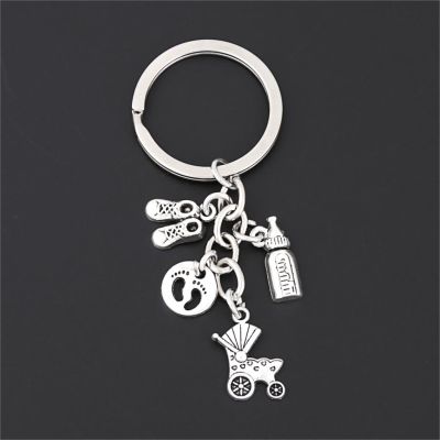 1Pc Baby Cart bottle Keychain Shoes Mother Cradling Theme Mothers Day Souvenir Jewelry E2690