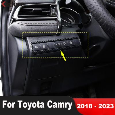 dvvbgfrdt Car Head Light Lamp Switch Button Panel Cover Trim For Toyota Camry 2018 2019 2020 2021 2022 2023 Carbon Interior Accessories