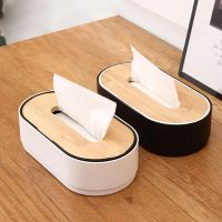 Simple Tissue Box with Wooden Lid Creative Home Desktop Liftable Multifunctional Storage Napkin Paper Box Living Room Decoration Tissue Holders