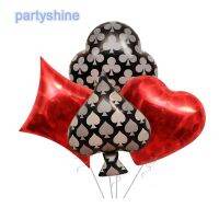 [HOT MAKXJWIGO 542] 4Pcs Spades Hearts Clubs Diamonds Foil Ballons Suit Gamble Playing Card Balloons For Adult Man คาสิโน Birthday Party Decoraiotns