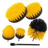 Top!-6Pcs Electric Scrubber Brush Drill Brush Kit Plastic Round Cleaning Brush Extension Rod For Car Tyres Car Cleaning Tools