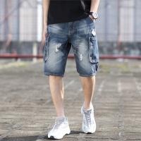 Summer Mens Casual Denim Shorts Fashion Multi-pocket Solid Color Light Blue Cargo bermuda Ripped Jeans Shorts Large Size 28-42