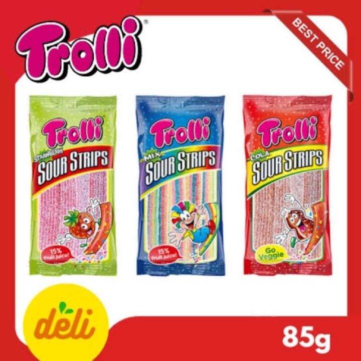 Trolli Sour Strips Strawberry / Cola / Mix Gummi 85 grams | Lazada PH