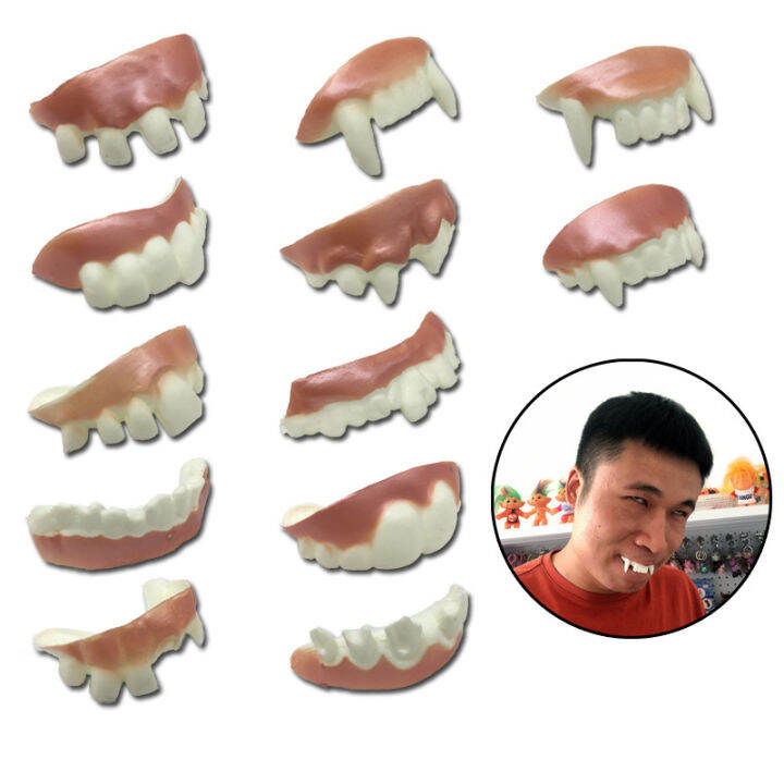 12 pcs Funny Denture Model Cosplay Props Dentures Toys Spoof Tooth for