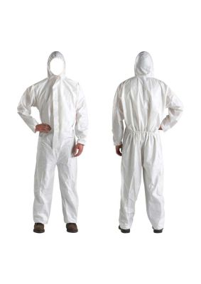 ชุดป้องกันสารเคมี PPE Q-Cover Type5-6 สีขาว มีฮู๊ด