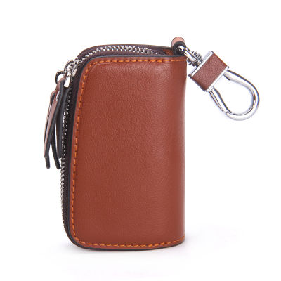 Genuine Leather Car Key Holder For Men Business Key Wallet Housekeeper Keys Male Zipper Door Key Chain Organzier Key Pouch Case