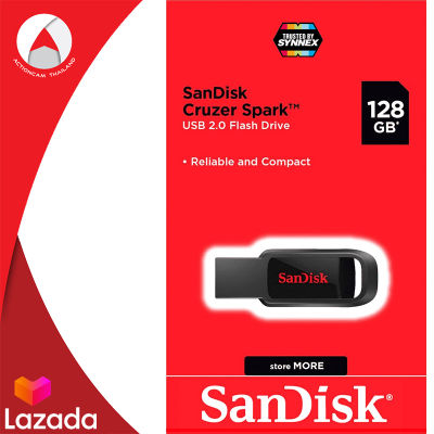 SanDisk CRUZER SPARK Flash Drive 128GB USB2.0 (SDCZ61_128G_G35) Black เมมโมรี่ การ์ด แซนดิส แฟลซไดร์ฟ อุปกรณ์จัดเก็บข้อมูล คอมพิวเตอร์ PC Notebook โน๊ตบุ๊ค ประกัน Synnex 5ปี