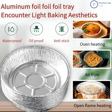 10Pcs 6/7/8 Inches Aluminum Foil Pan Waterproof Oilproof Non Stick