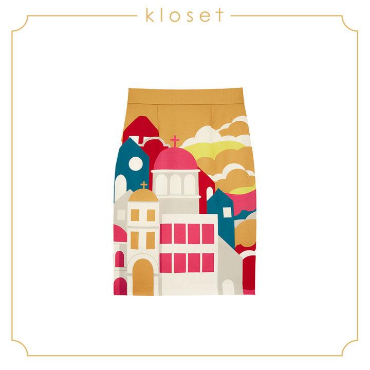 kloset-greece-print-skirt-ss20-s003-กระโปรงแฟชั่น-กระโปรงสั้น-กระโปรงพิมพ์ลาย-เสื้อผ้าแฟชั่น