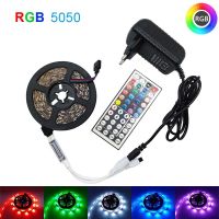 {ItalyNest shop}Adodo เทปไดโอด5ม. 10ม. 15ม. RGB ไฟแถบไฟ LED SMD 5050/3528/2835แถบริบบิ้นยืดหยุ่น DC 12V เทปไดโอด IR ควบคุมพร้อมอะแดปเตอร์ระยะไกล44key สำหรับไฟตกแต่ง