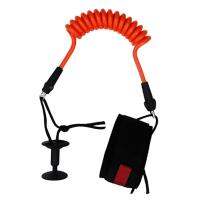 สายรัดข้อมือสายคล้องleash SUP บอดี้บอร์ดแบบขดสีส้มเข้มขนาด5.5มม. 4ft หรือ1.2ม.