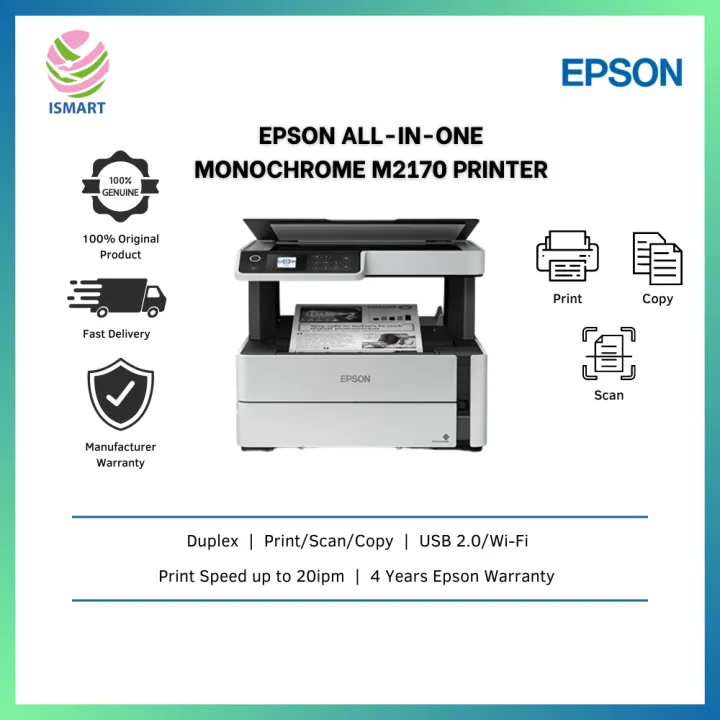 Epson Printer M2170 EcoTank Monochrome AllinOne Ink Tank ( Print, Scan, Copy, Duplex, WiFi