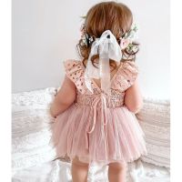 Kids Elegant Dresses for Girls Summer Toddler Infant Party Wedding Children Clothing Princess Girl Hollow Tulle Lace Gown Dress  by Hs2023