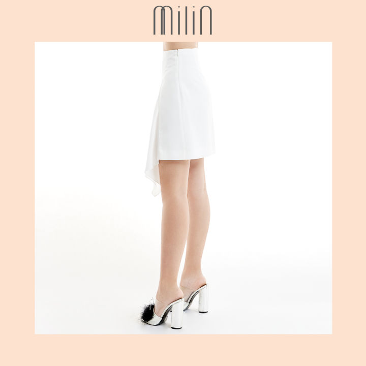 milin-a-line-with-side-raffle-at-front-skirt-กระโปรงทรงเอแต่งผ้าระบายด้านหน้า-waft-skirt