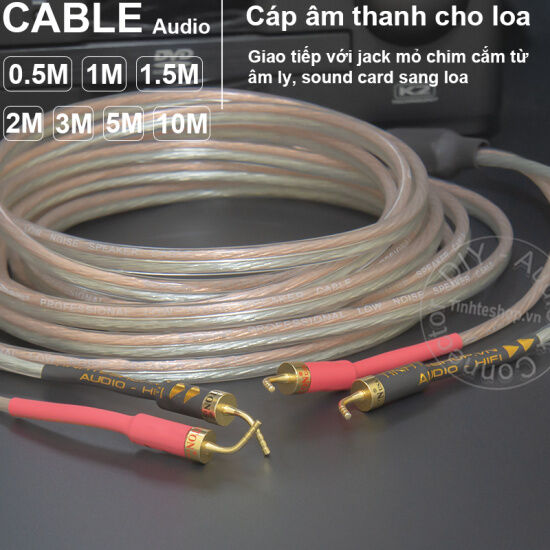 Dây loa cho âm ly loa jack mỏ chim 1 vế diy 0.5 đến 10 mét - ảnh sản phẩm 1