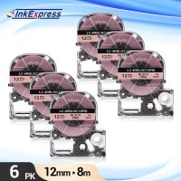 6Pcs SC12PW Tape for Epson SC12PW LK-4RBL 12mm Black on Pink Label Tape for Epson King Jim LW-300 LW-400 LW-700 Label Maker