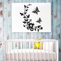 Butterfly Flower vine bathroom wall stickers for home decor Butterflies wall decals for toilet PVC decal sticker on the wall