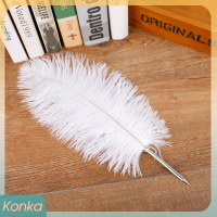 ✨ Konka สมุดเยี่ยมขนนกกระจอกเทศปากกาปากกาเขียนขนนกสำหรับงานแต่งงานงานเลี้ยงของขวัญที่ยอดเยี่ยมปากกาเซ็นชื่อ