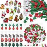 ✉✌ 50PCS Christmas Wooden Buttons Cute Sewing Buttons Colorful Art Craft Buttons for Handmade Project