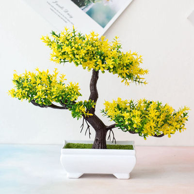 【cw】Red Pine Bonsai Small Tree Fake Flowers Potted Ornaments Artificial Plants For Home Table Decoration Garden Wedding DecorTH