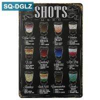 Hot SHOTS เมนูป้ายโลหะ-แผ่นโลหะวินเทจ Cafe Pub Club Home Wall Decor ป้ายดีบุก Retro Plaque