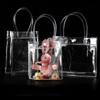 10pcs20pcslot Transparent soft PVC gift tote packaging bags with hand loop, clear Plastic handbag, cosmetic bag