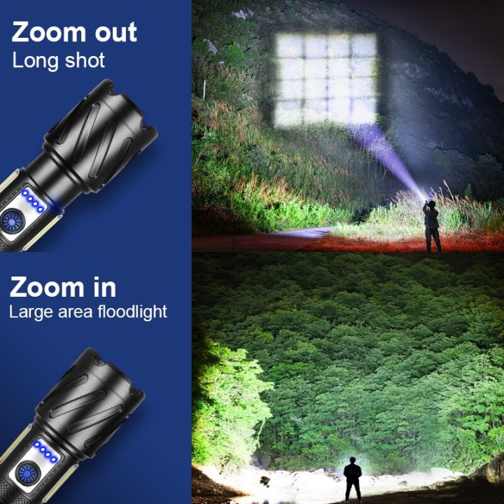 ไฟฉายแรงสูง-ไฟฉาย-xhp199-3cob-อลูมิเนียมอัลลอยด์-led-flashlight-with-1-18650-battery-6-modes-100w-16-core-super-most-powerful-flashlight-ไฟฉายชาร์จได-ไฟฉายเดินป่า