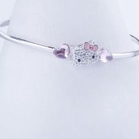 Stylish S925 Silver Lady Crystal Cat bracelet cute