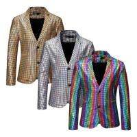 Sequins Blazers Disco Shiny Shirts Luxury Sequins Long Sleeve Shirts Two Button Blazer Tuxedo Disco Glitter Party Blazer For Men Dinner Prom Party modern