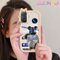 Jjlingji เคสสำหรับ Xiaomi Redmi Note 11 Pro Note 5G 11e Pro เบียร์ดำพื้นที่แฟชั่นสีสันสดใสน่ารักกล้องมอนสเตอร์น้อยนิ่มสำหรับเลนส์ซิลิโคนเคสใสกันกระแทกแบบใสง่าย