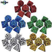 SIXPS D4 D6 D8 D10 7-Die สำหรับ TRPG DND สีรุ้ง ชุดลูกเต๋า กลิตเตอร์ อุปกรณ์เสริมเกม