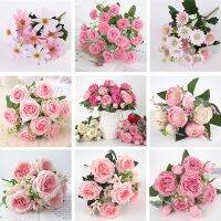 In 2020 a variety of rose bouquets are used for home decoration accessories fake daisy plastic flowers wedding decoration fak