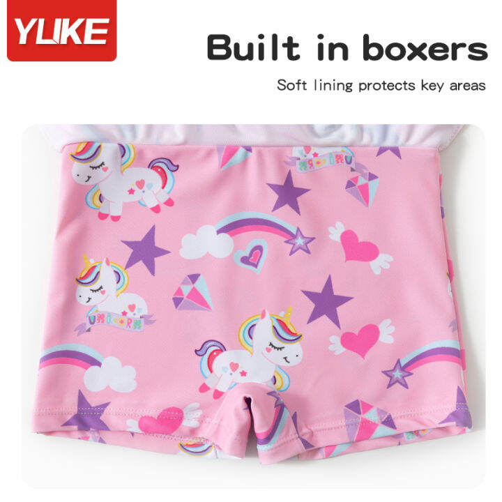 childrens-swimsuit-girl-baby-quick-drying-cute-pink-skirt-cartoon-pattern-unicorn-one-piece-with-underpants-swimsuit-new-swimming-equipment