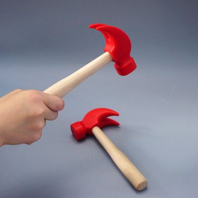 Childrens simulation hammer wooden handle solid hammer toy beat repair tool mini wooden hammer solid PP plastic super strong