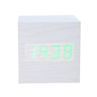 【Worth-Buy】 Led ที่สร้างสรรค์นาฬิกาปลุกลูกบาศก์ไม้ Led Digital นาฬิกาสีขาว5V นาฬิกาปลุกห้องนอนนาฬิกาปลุกด้วยสาย Usb
