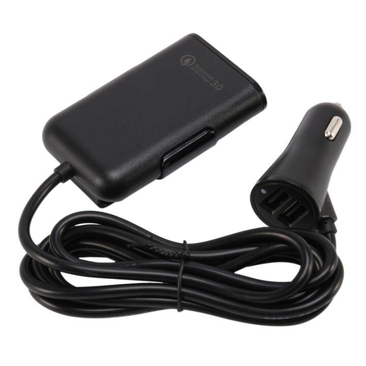 4Port USB Car Charger HUB Adapter Front Back Seat with 6 Feet