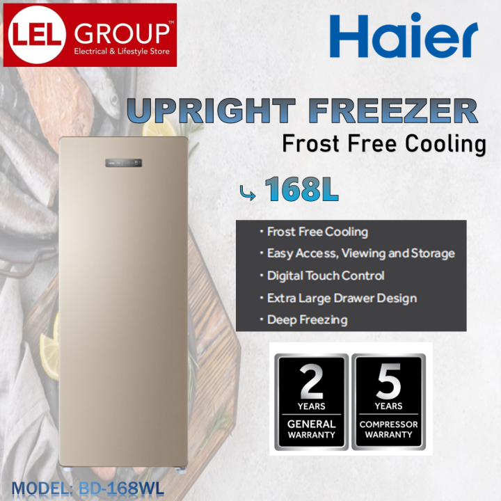 HAIER 168L UPRIGHT FREEZER FROSTFREE (BD168WL) Lazada