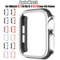 นาฬิกาเคสสำหรับ Apple กันชนป้องกันรอยขีดข่วน7 6 SE 45มม. 44มม. 42มม. 38มม. 40มม. 41มม. ชุบเพชรแถวเดี่ยวสำหรับ I Watch Series 5 4 3 2 1