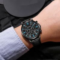 2023 Spring New Fashion Slim Mens Business Timepiece Three Eyes Calendar Mens Casual Belt Watch