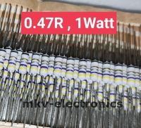 (20ตัว) 0.47R , 0.47โอห์ม 5% Metal Oxide Film Resistor 1Watt 1วัตต์ รีซิสเตอร์