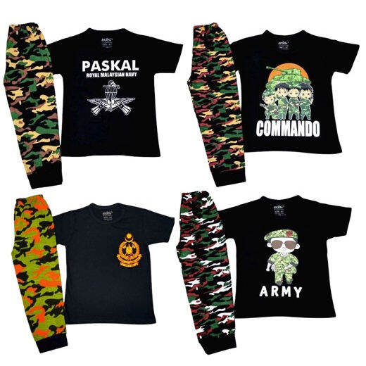 MILITARY Cotton Kids Pajamas (2Y-7Y) - Pyjamas Sleepwear Boys Baju ...