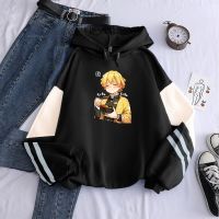 {Match maker}} Anime Demon Slayer Agatsuma Zenitsu Kawaii การ์ตูนผู้หญิง Hoodies ผู้ชาย Harajuku Streetwear Unisex แขนยาวฤดูหนาวเสื้อ