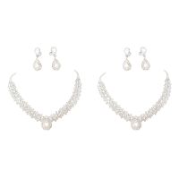 2X Womens Jewelry Set Bridal Wedding White Great Drop Flash Diamond Necklace Earrings